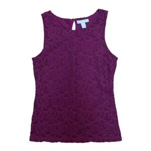 Banana Republic Burgundy lace overlay sleeveless top size S